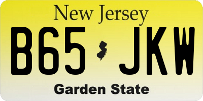 NJ license plate B65JKW