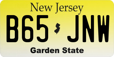 NJ license plate B65JNW