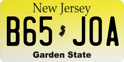 NJ license plate B65JOA