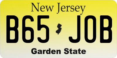NJ license plate B65JOB