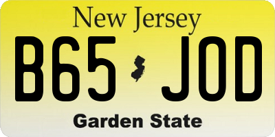 NJ license plate B65JOD