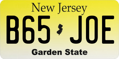 NJ license plate B65JOE