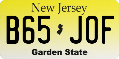 NJ license plate B65JOF