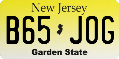 NJ license plate B65JOG