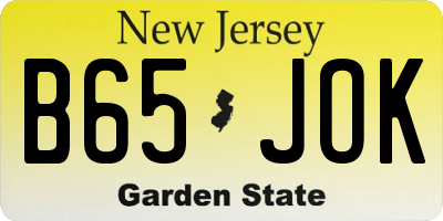 NJ license plate B65JOK