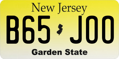 NJ license plate B65JOO