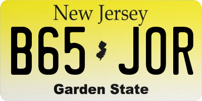 NJ license plate B65JOR