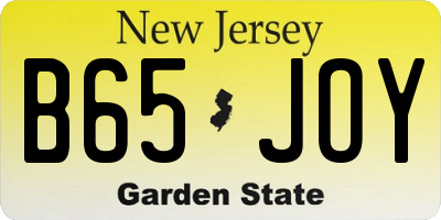 NJ license plate B65JOY