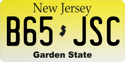 NJ license plate B65JSC