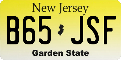 NJ license plate B65JSF