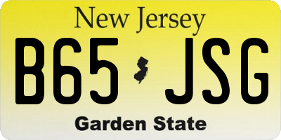NJ license plate B65JSG
