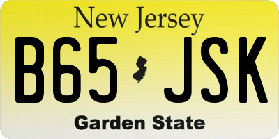 NJ license plate B65JSK