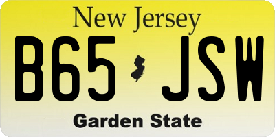 NJ license plate B65JSW