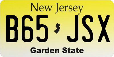NJ license plate B65JSX