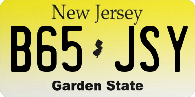 NJ license plate B65JSY