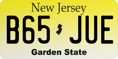 NJ license plate B65JUE