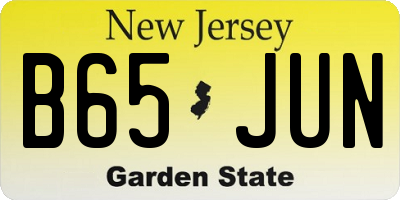 NJ license plate B65JUN