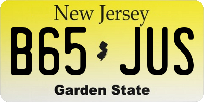 NJ license plate B65JUS