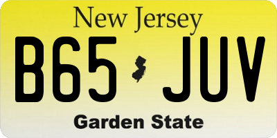 NJ license plate B65JUV