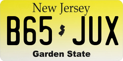 NJ license plate B65JUX