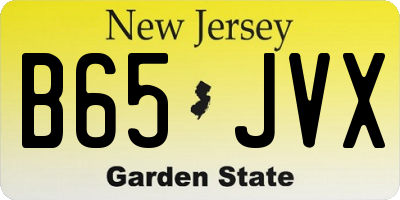 NJ license plate B65JVX