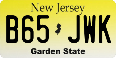 NJ license plate B65JWK