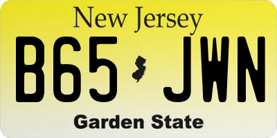 NJ license plate B65JWN