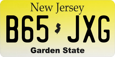 NJ license plate B65JXG