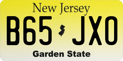 NJ license plate B65JXO