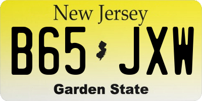 NJ license plate B65JXW