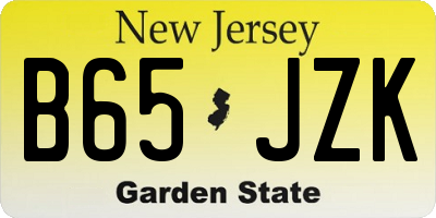 NJ license plate B65JZK
