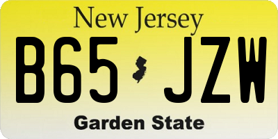 NJ license plate B65JZW
