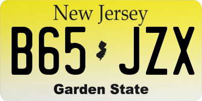 NJ license plate B65JZX
