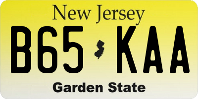 NJ license plate B65KAA