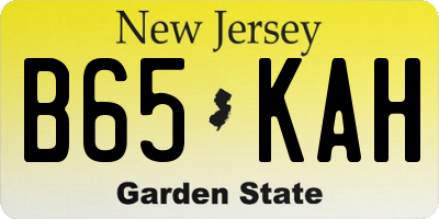 NJ license plate B65KAH