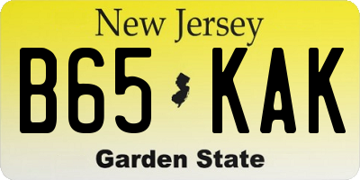 NJ license plate B65KAK