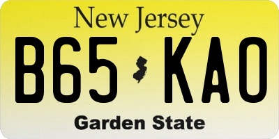 NJ license plate B65KAO