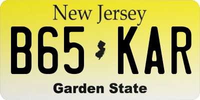 NJ license plate B65KAR
