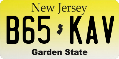 NJ license plate B65KAV