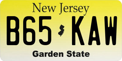 NJ license plate B65KAW