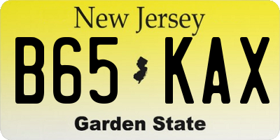 NJ license plate B65KAX