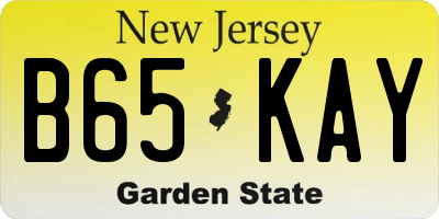 NJ license plate B65KAY