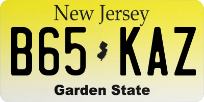 NJ license plate B65KAZ