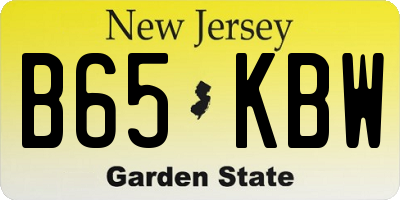 NJ license plate B65KBW