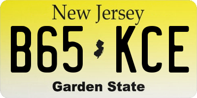 NJ license plate B65KCE