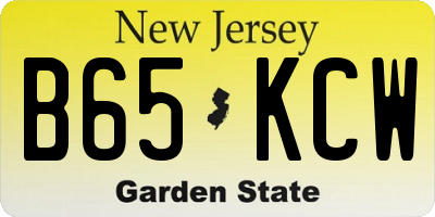 NJ license plate B65KCW