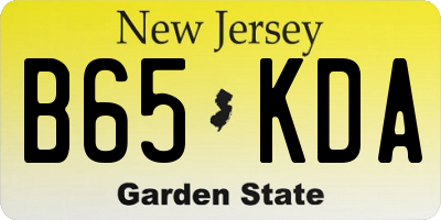 NJ license plate B65KDA