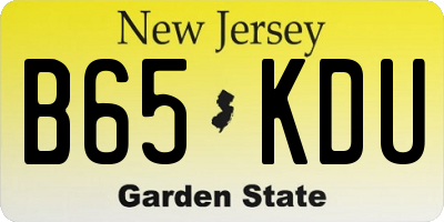 NJ license plate B65KDU