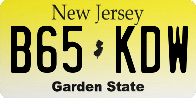 NJ license plate B65KDW