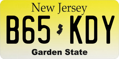 NJ license plate B65KDY